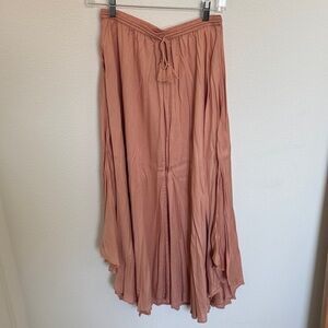 O'Neill Dusty Rose Maxi Skirt with Tassel Tie Waist